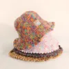 女性のためのオーサニービーニー冬の虹の鉢植えの帽子カジュアルニットウール手編みの温かい漁師キャップ240124