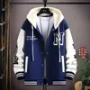 Trendy Hip Hop Baseball Uniforme À Capuchon Unisexe Léger Sportswear Veste Hommes Bomber Vestes Automne Manteau Lettre Imprimé 240201