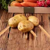 Tenedores de madera de haya, juego de 4 patatas de acero inoxidable con mango, pinchos de maíz reutilizables, herramientas de pelado ergonómicas