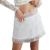Skirts Women S Summer Mini White Tiered Lace Floral Mesh Skirt For Daily Travel Parties