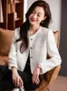 Primavera e outono preto francês pequena fragrância tweed jaqueta para mulheres coreano moda ol curto blazer casaco de luxo outerwear 240123