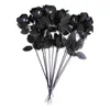 Декоративные цветы, 10 шт./компл., искусственный букет черных роз, домашний Хэллоуин, имитация поддельного цветка, украшение для свадебной вечеринки