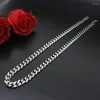 Chaînes 5mm / 7mm / 9mm Couleur Argent Acier inoxydable Chaîne cubaine Collier Punk Hommes Lien Curb Cadeau Bijoux 50-60 cm