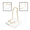 Smyckespåsar Crystal Mineral Display Po Holder Clip Stand Heart Decor Small Metal Tray Clear Rock Mini Mynt staffli