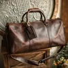 Nasva bolsa de couro masculina, bolsa vintage para viagem, bolsa de fim de semana, bolsa mensageiro, bagagem com compartimento para sapatos 240127