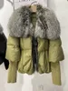 Oversized Winter Warm Real Fox Fur Collar Black Down Coat Women Puffer Outerwear Jackets Autumn Winter 240129