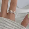 Cluster Rings Fashion Real 925 Sterling Silver Flower For Women Fine Jewelry Butterfly Simulaton Pearl Woman's Ring S925 Accessories