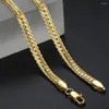 Kedjor Kvinnor Herrkedja hamrade platt Curb Cuban Gold Color 6mm Halsband Male Jewelry Fashion Drop DGN399A