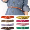 Belts 8-Shaped Buckle Belt Shirt Dress Thin Waistband No Hole PU Solid Color Faux Leather Classic Women Decorative