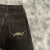 JNCO Jeans Y2k Hip Hop Grafikdruck Gothic Schwarz Baggy Jeans Retro Hosen Männer Frauen Streetwear Hohe Taille Weite Beinhose 240127