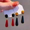 Baumeln Ohrringe Mode Schwarz Rot Harz Lange Tropfen Für Frauen Persönlichkeit Designer Ohrringe Großhandel