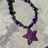 Collier avec pendentif en perles pentagramme pour femmes, chaînes à paillettes, étoile, doux, Cool, tendance Harajuku, ras du cou, esthétique, bijoux Y2k