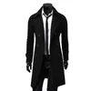 Men's Trench Coats Simple Coat Double-breasted Male Men Coldproof Pure Color Jacket