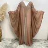 Vêtements ethniques Eid Ramadan Femmes musulmanes Ouvert Abaya Bat Manches Maxi Robe Turquie Diamant Kimono Kaftan Robe Arabe Islamique Femme Africaine