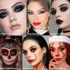 Czarna czerwona paleta cieni do powiek Goth Clown Halloween makijaż biały srebrny brokat metalowy czerwony czarny palet