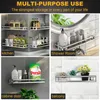 Spice Rack Wall Mount Kitchen Organizer förvaringshylla Punchfree -hyllor Hållare för badrum hushållsartiklar 240125