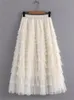 Женская одежда больших размеров, юбка с эластичной резинкой на талии, сетчатая юбка до середины икры, летняя тонкая двухслойная юбка-зонтик 4XL 240126