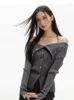 Women's Knits Autumn Slash Neck Off Shoulder Women Cardigans Y2k Aesthetic Slim Vintage Grunge Sweaters Trendy Bandage Halter Knitwear