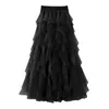 Spódnice kobiety tiul warstwowy mini-kropka mini kropka A-line siatkowa nieregularna plisowana midi spódniczka impreza Y2K Streetwear