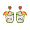 Dangle Earrings RANCH WATER BEADED EARRING - Green/Blue/ Pink Cocktail Party Favor/Sunday Funday/Tropical Beach/Mojito/Ranch