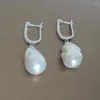 Dangle Earrings Nature Freshwater Pearl Earring 13-25 Mm Big Baroque A Grade Back Side Have Repaired