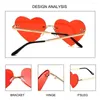 Okulary przeciwsłoneczne bez serca różowe hipis metalowe okulary słoneczne w kształcie serca kostium impreza cosplay