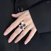 Cluster Rings Panjbj 925 Sterling Silver Pearl Blue Zircon Ring for Women Girl Gift Retro mångsidig personlighet smycken Drop