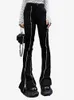 2023 HARAJUKU Fashion zamek błyskawiczny Y2K Tops Black Slim Flare Dżinsy dla kobiet Ubrania ciemne streetwear Lady Casual Długie spodnie 240118