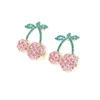 Dangle Earrings Cute Colorful Rhinestone Cherry Fashion Metal Crystal Plant Fruit Drop For Women Jewelry