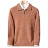 Moda przyjazna 100% czysty kaszmirowy Sweter męski Lapel Half zamek ożywiony Zagęsiony Zima Plus Sime S - 4xl 5xl 6xl 240125