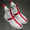 Buty Chic Men okrągły palce koronki w górę wysokich górnych butów do kostki Mieszane kolory Sneaker Korea Dance 3colors 2024