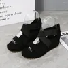 Sandals Summer Fashion Women's Wedge Cross Strap Platform Elastic Band Back Zipp Ladies Shoes Causal Black Rome Shoe Sandal