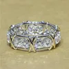 Designer de moda Moissanite cores Gem Simulado Cruz diamante Cz anel s925 prata esterlina noivado anel de casamento para mulheres branco 18k ouro jóias presente