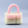 Evening Bags Fashion Cute Girl Pink Blue Versatile Mini Ladies Handbag Handwoven Pearl Beaded Bag 2024 Women's Designer