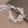 Akcesoria do włosów Urocze opaska na głowę Regulowana sztuczna opaska do włosów Faux Pearl dla dziewcząt Princess Style Wedding z antypoślizgową