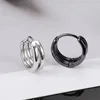 Dangle Earrings Men Small Ring Hoop For Women Fashion Vintage Black Circle Silver Color Couples Jewelry Beautiful Gifts