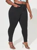 Plus size magro cintura alta jeans para mulheres legging estiramento denim mulheres jeans curvy lápis preto cor mãe jeans calças de montagem 240202