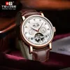 T867C TEVISE Vollautomatische mechanische Uhr Herren Business Fashion Herren mechanische Uhr wasserdichte Lederuhr Verkauf 240123