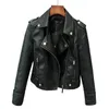 النسخة الكورية من Slim Pu Leather Jacket Women's Spring / Autumn Winter Motorcycle Leather Coat Short 240124