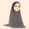 Etnische kleding één stuk Amira moslimvrouwen twee lagen chiffon hijab effen kleur sjaal islamitische Khimar Arabië sjaals Maleisië hoofddoeken