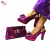 Specials Design Magenta Color Nigerian Women Shoes and Bag Set High Quality Slingback Sandals with Appliques for Wedding 240130