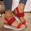 Sandals Casual Elastic Buckle Flat Roman Shoes Summer Fashion Ladies Close Toe For Women Dressy Womens Wedge Size 6