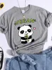 Kvinnors T-skjortor vegan panda älskar att äta bambu kvinnlig t-shirt gata andas skörd topp casual svett sportkläder sommar o-hals skjorta