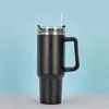 Tazza isolante per caffè in paglia da 40 once con manico Bottiglia per acqua portatile in acciaio inossidabile per auto di grande capacità Tazza termica senza BPA da viaggio 240122