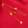 Bracelets de cheville Couleur or jaune perles coeurs gland cheville bracelets pour femme 22 + 5 cm chaîne de jambe pieds nus plage bijoux accessoire cadeau YQ240208