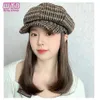 Synthetic Short Stright wig Navy hat Brown black Hair Heatresistant s Hat With For Women 240130