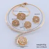 Handgemaakte Dubai Gouden Kleur Kristal Rose Bloem Sieraden Mode Bruiloft Afrikaanse Kostuum Ketting Oorbel Sieraden Sets 240122