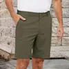Herren-Shorts, Sommer, Baumwolle und einfarbig, zum Schnüren, lässige Trainingshose für Herren, hohe Taille, offener Gesäßtaschen-Overall mit Memory-Effekt, Größe 9–10