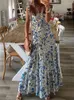 Casual Dresses Fitshinling Holiday Print Maxi For Women Boho Summer Beach Pareo Female A Line Slim Sexig Long Women's Dress Vestidos