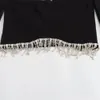 Taop Za Early Spring Product Womens Fashionable and Elegant One line Neck Long sleeved Jewelry Tassel Decoration Top 240127